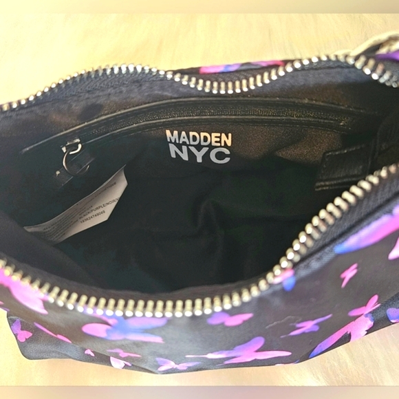 Steve Madden NYC Rosa Y Negro Mariposa Chain Purse w/Pouch and Nylon Crossbody - Picture 6 of 7